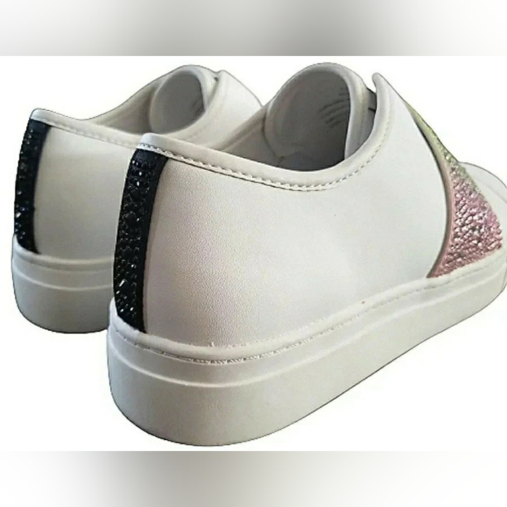 Rainbow Pride Lagerfeld Sneakers Leather 9.5 Bling Sparkling Colorful New - Picture 3 of 6